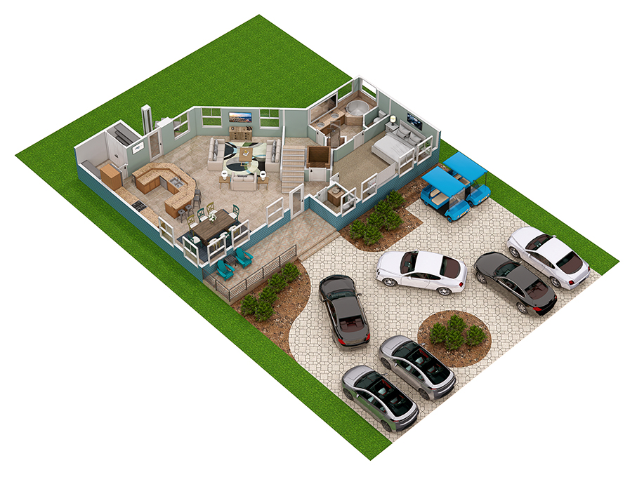 Floor 1: 3D View, Shenanigans architectural layout